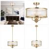 NOREL 4LT PENDANT. BLACK, ANTIQUE GOLD, NICKEL